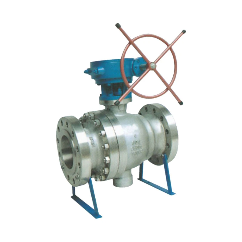 ZGV Q347F trunnion-mounted flanged ball valve with a handwheel operator.