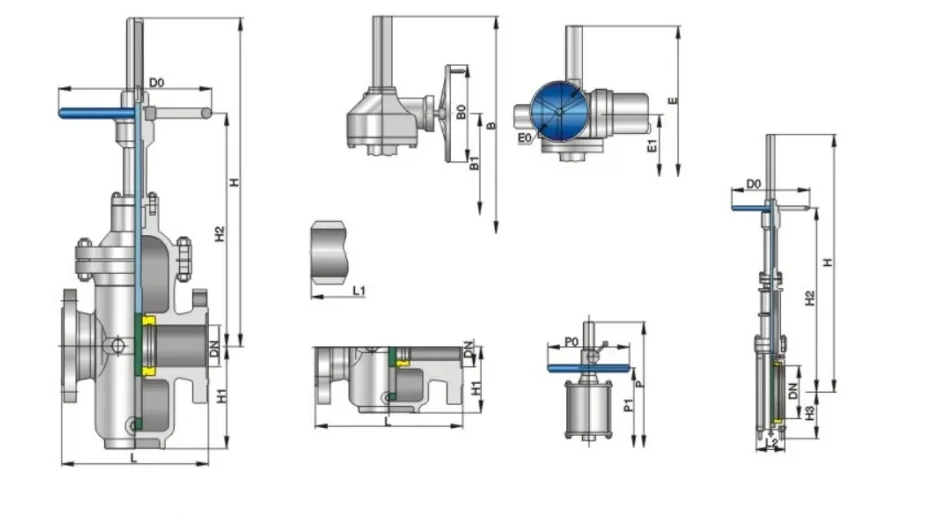 Structure and product views for Electric/gear driven flat gate valve Class600