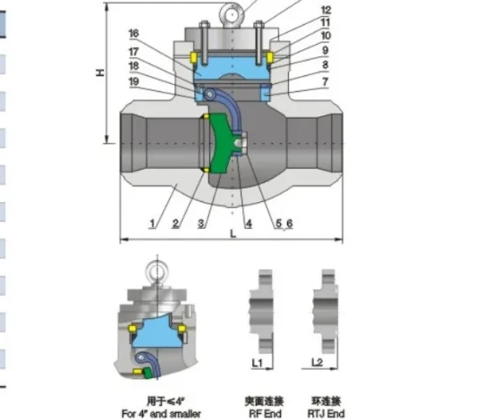 压力自密封止回阀 Class900/1500/2500的结构图与产品视图