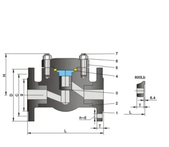 Structure and product views for Forged steel lifting flange check valve Class150/300/600