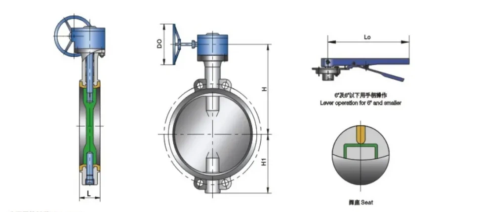 Structure and product views for Soft seal clamp butterfly valve Class150