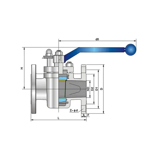 ZGV sleeved plug-valve sectional catalogue drawing showing the flanged body, plug, sleeve and operating lever.