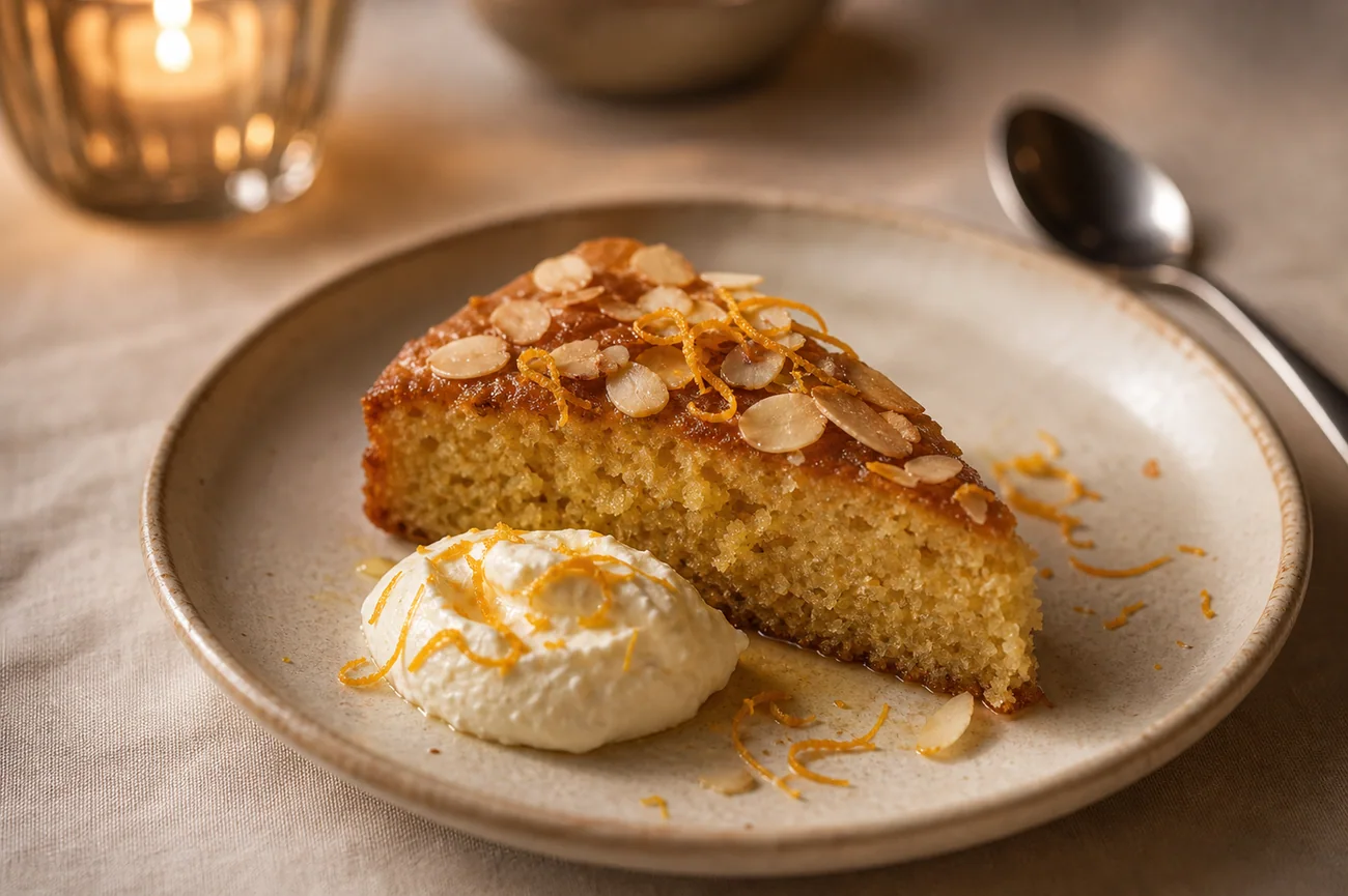Torta alle mandorle con crema