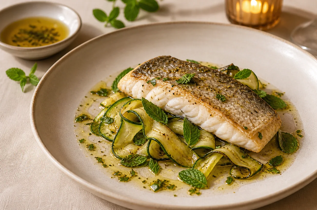 Orata con zucchine e menta